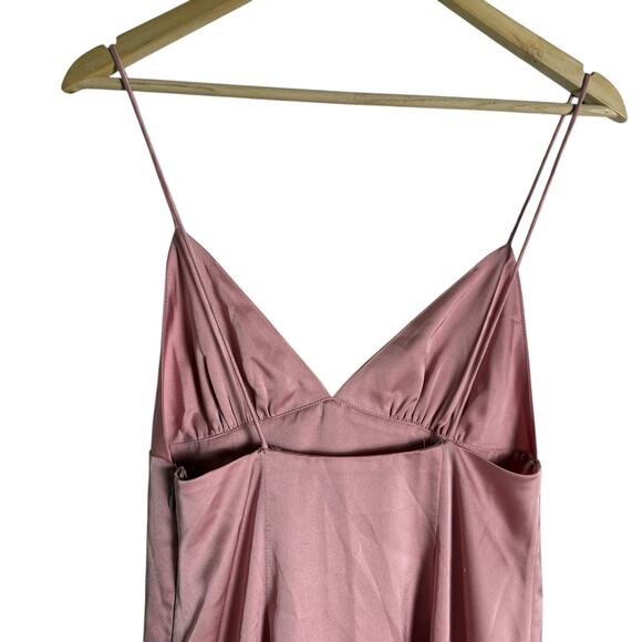 Fame and Partners Trine Dusty Rose Pink Satin V-Neck Maxi Gown Size 4 - Picture 8 of 13